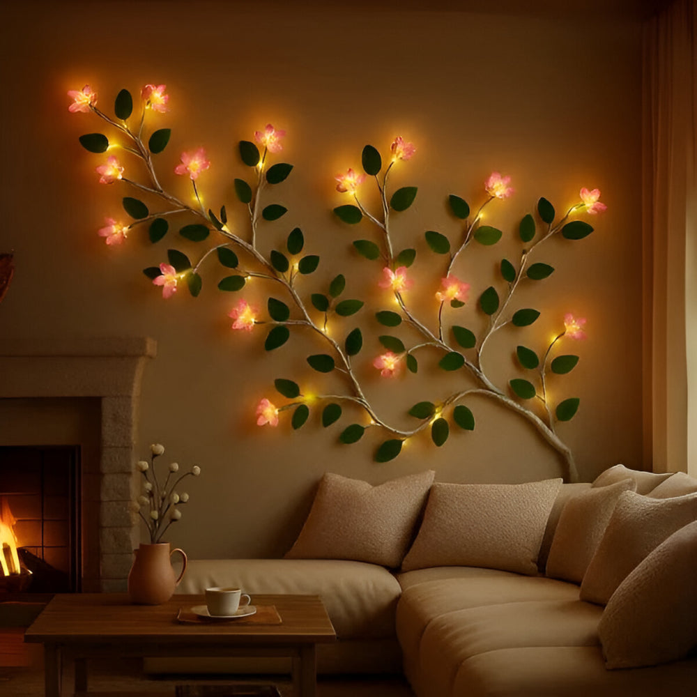 Rustic Tree Light Art Accent with LED Branch for Wall Decor