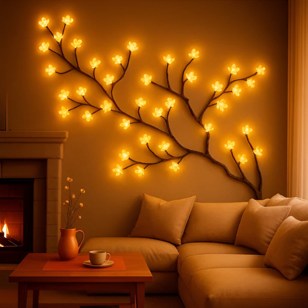 Rustic Tree Light Art Accent with LED Branch for Wall Decor