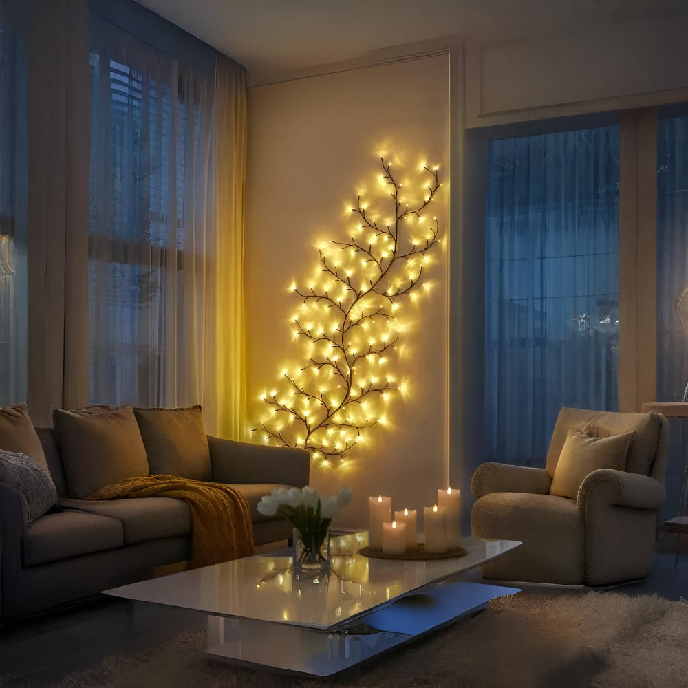 Rustic Tree Light Art Accent with LED Branch for Wall Decor