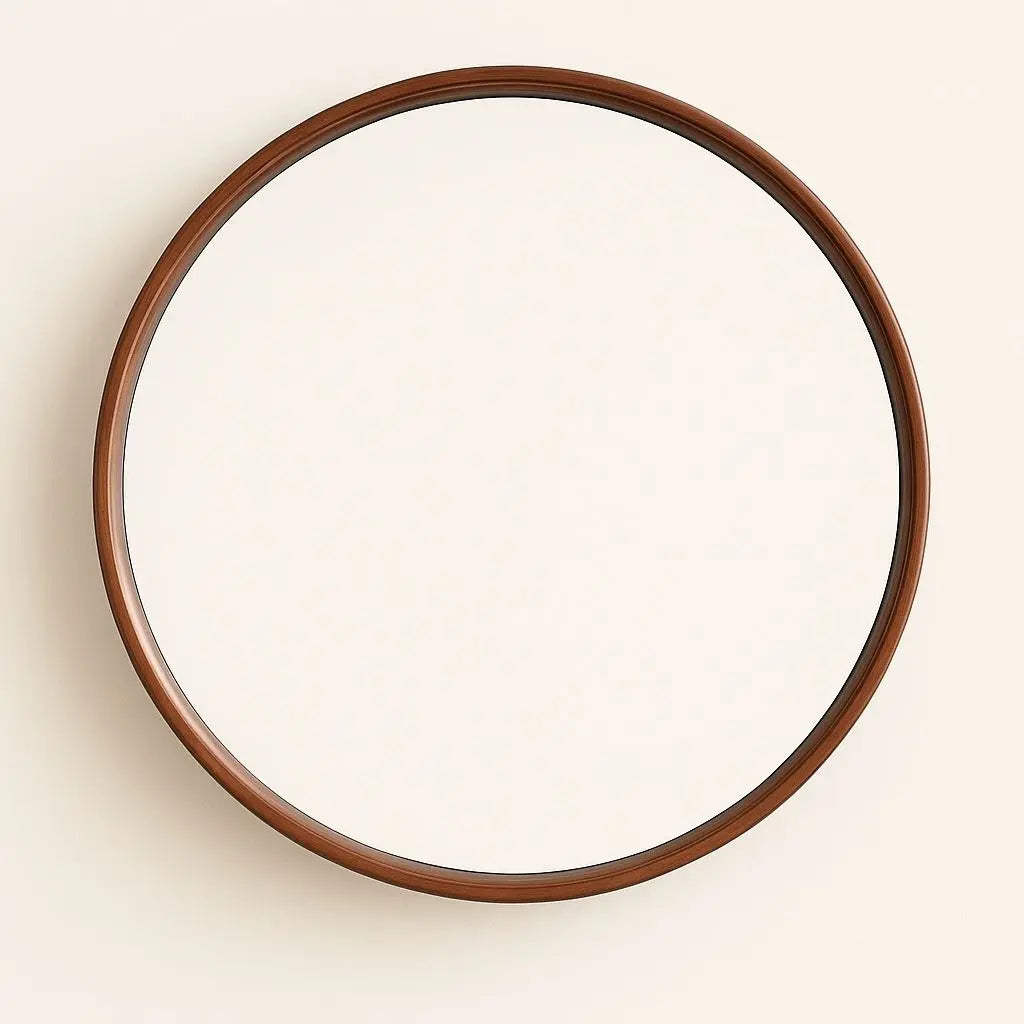 Luna Circular Wall Mirror – Premium Walnut Frame