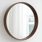 Luna Circular Wall Mirror – Premium Walnut Frame