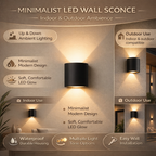 Minimalist LED Wall Light for Indoor and Outdoor Up-Down Illumination