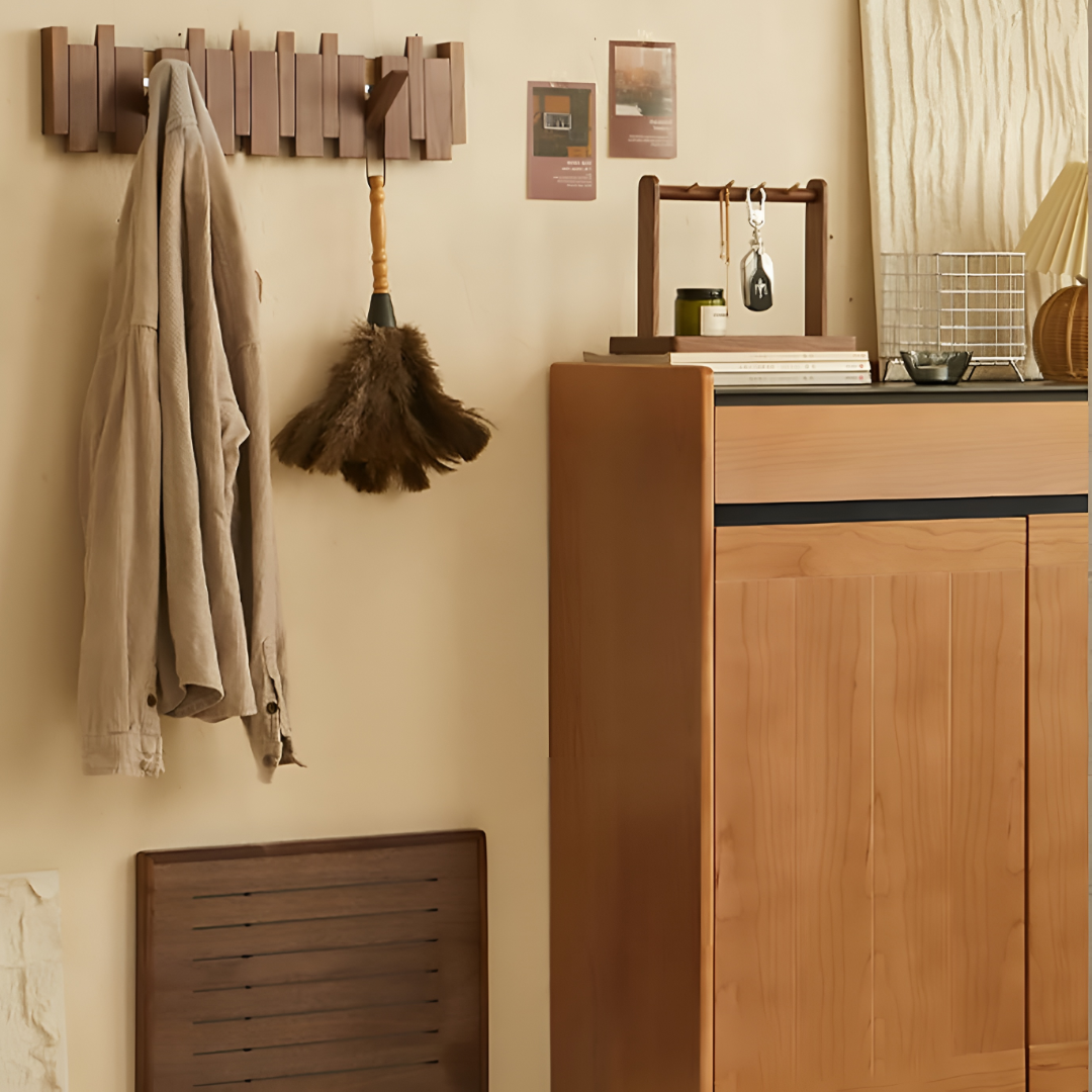 Foldable Wooden Hook Rack for Wall Mounting - Panel Design