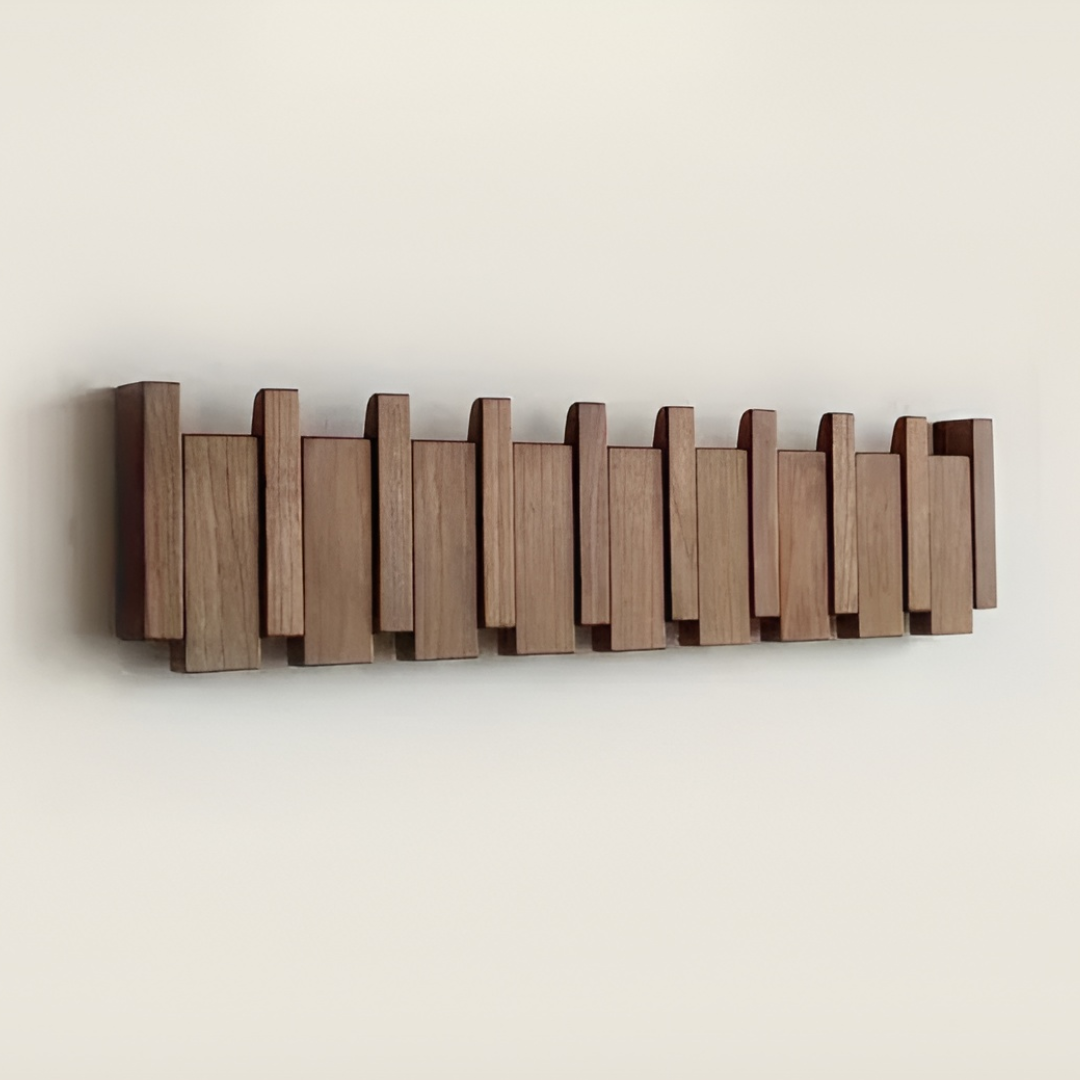 Foldable Wooden Hook Rack for Wall Mounting - Panel Design