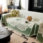 Retro Floral Sofa Cover in Soft Chenille Fabric