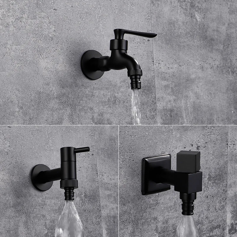 Matte Black Wall-Mounted Faucet – Contemporary Space-Saving Design