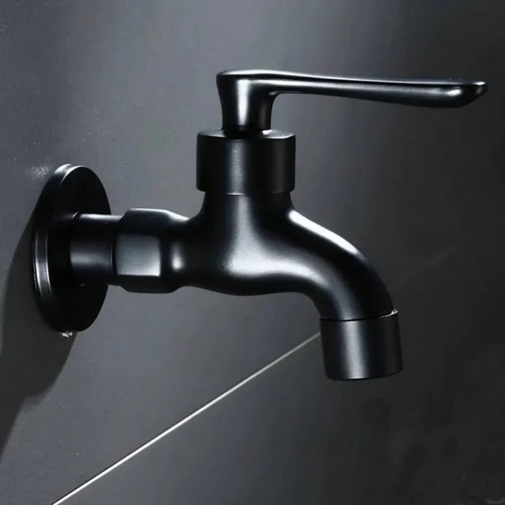 Matte Black Wall-Mounted Faucet – Contemporary Space-Saving Design