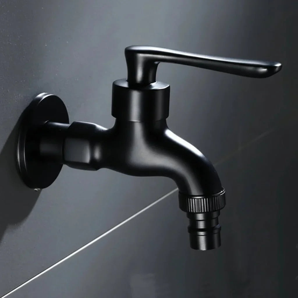 Matte Black Wall-Mounted Faucet – Contemporary Space-Saving Design