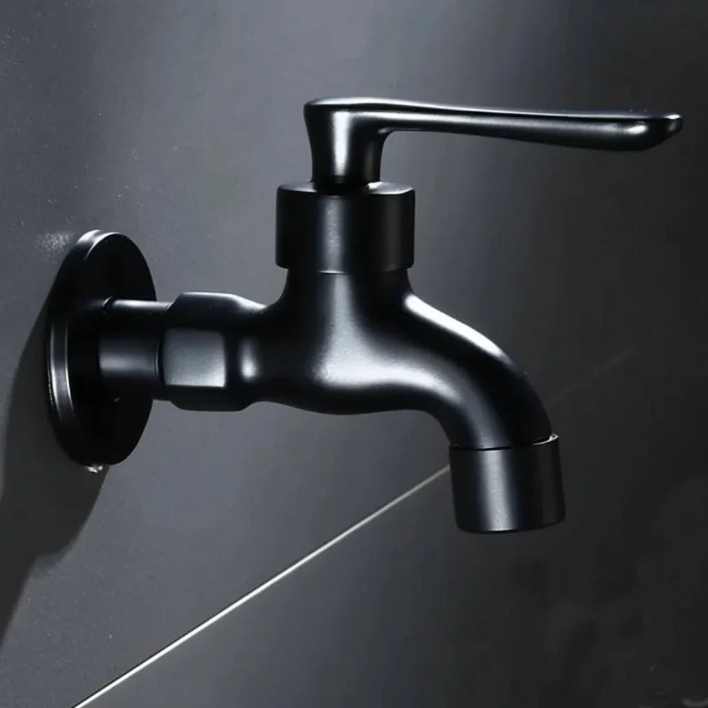 Matte Black Wall-Mounted Faucet – Contemporary Space-Saving Design