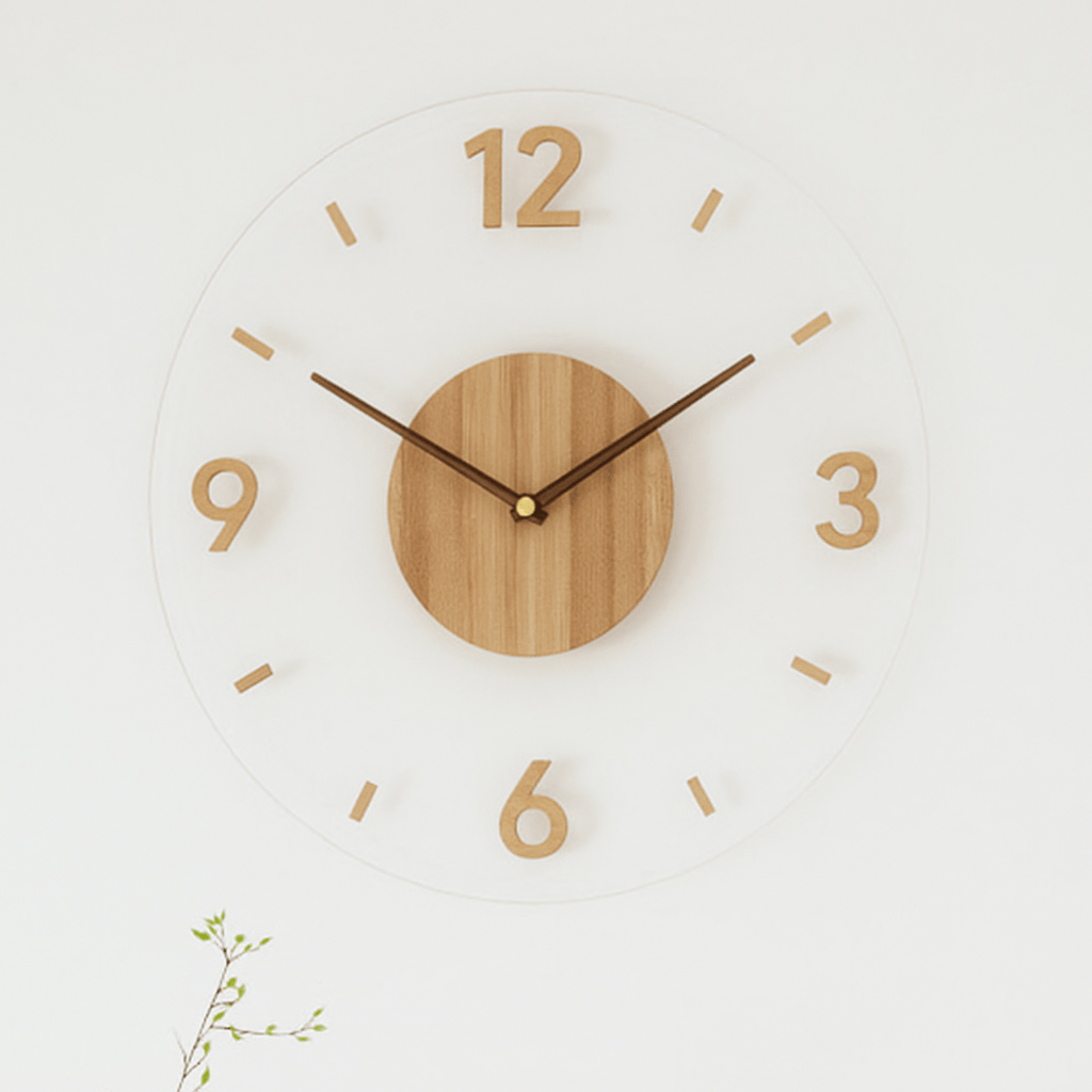 Scandinavian Style Silent Wooden Wall Clock