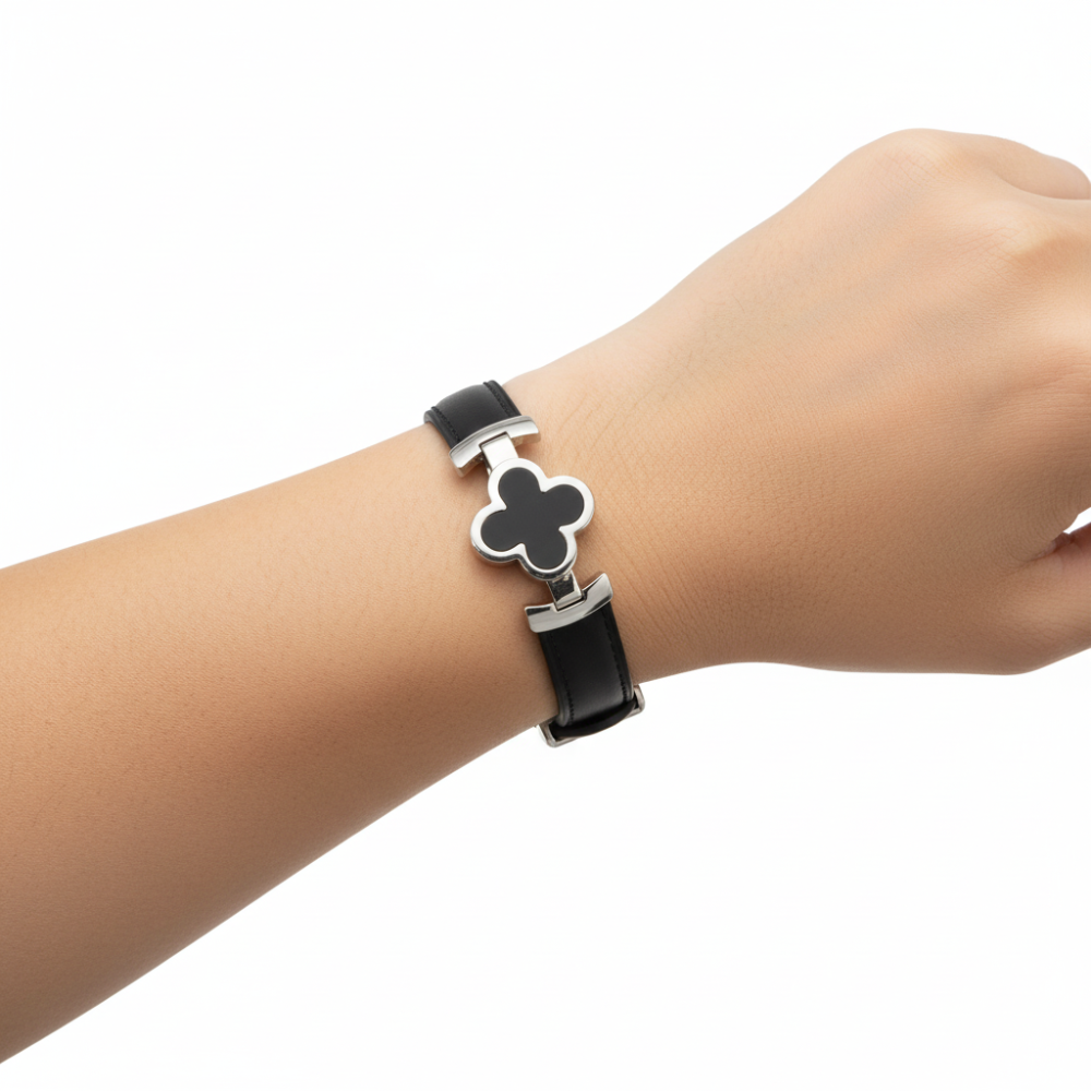 Floral Leather Strap for Smartwatch - Adjustable Replacement Band