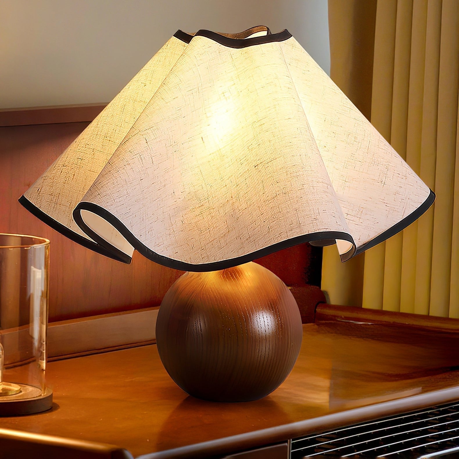 Stylish Table Lamp with Wave Shade Design