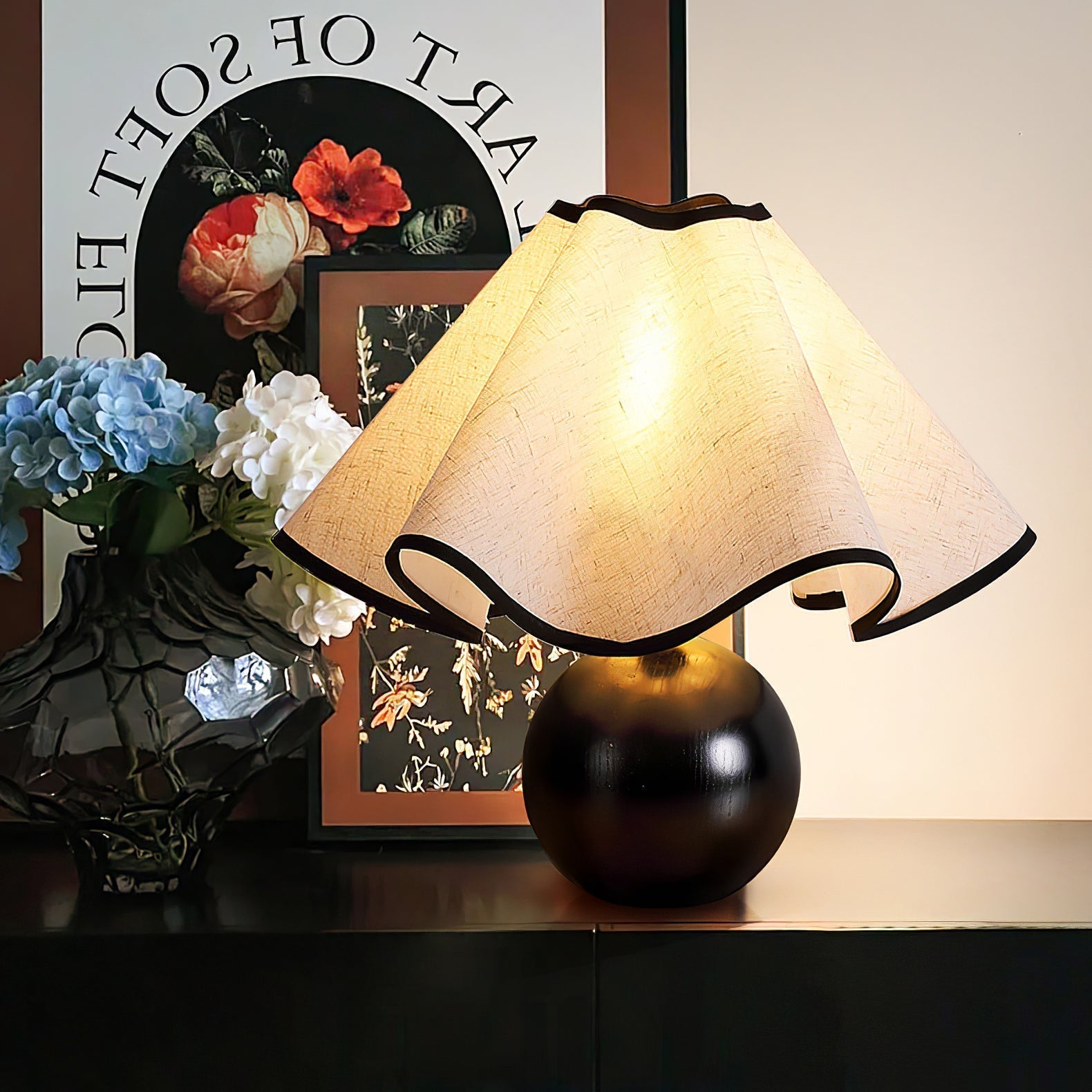 Stylish Table Lamp with Wave Shade Design
