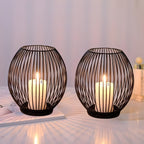 Geometric Iron Candle Holder in Gold for Pillar Candles
