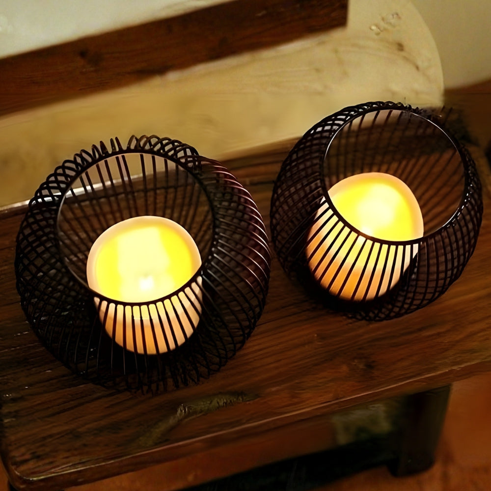 Geometric Iron Candle Holder in Gold for Pillar Candles