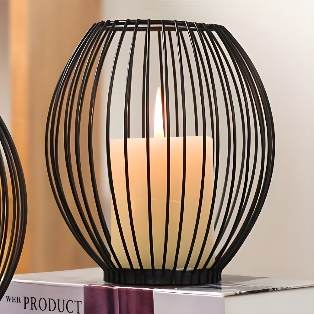 Geometric Iron Candle Holder in Gold for Pillar Candles