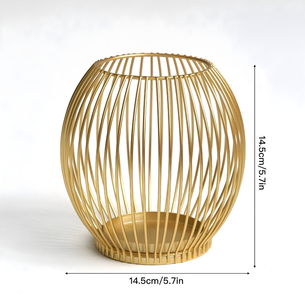 Geometric Iron Candle Holder in Gold for Pillar Candles