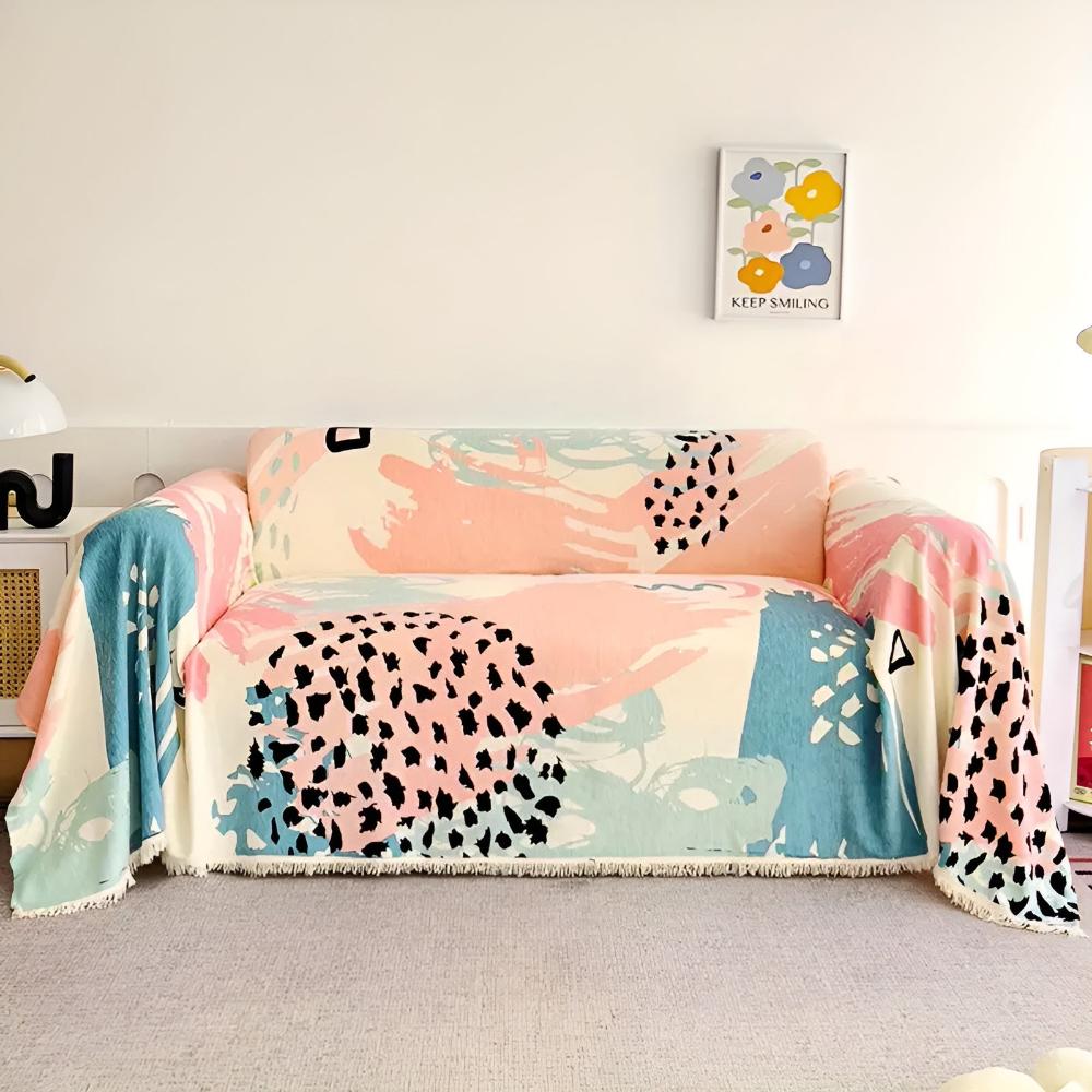 Pet-Friendly Slipcover for Sofa - Pastel Art Pattern