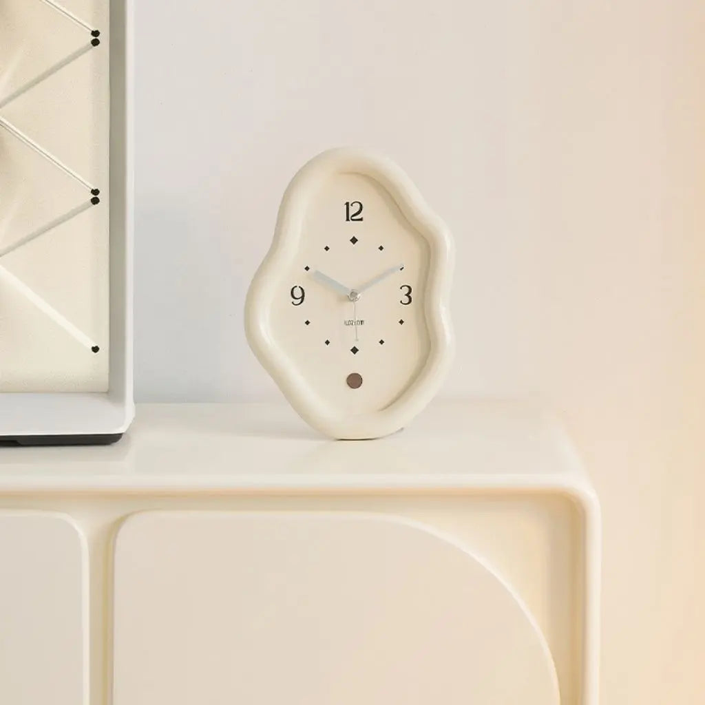 Organic Curved Wood Desk Clock for Timeless Style