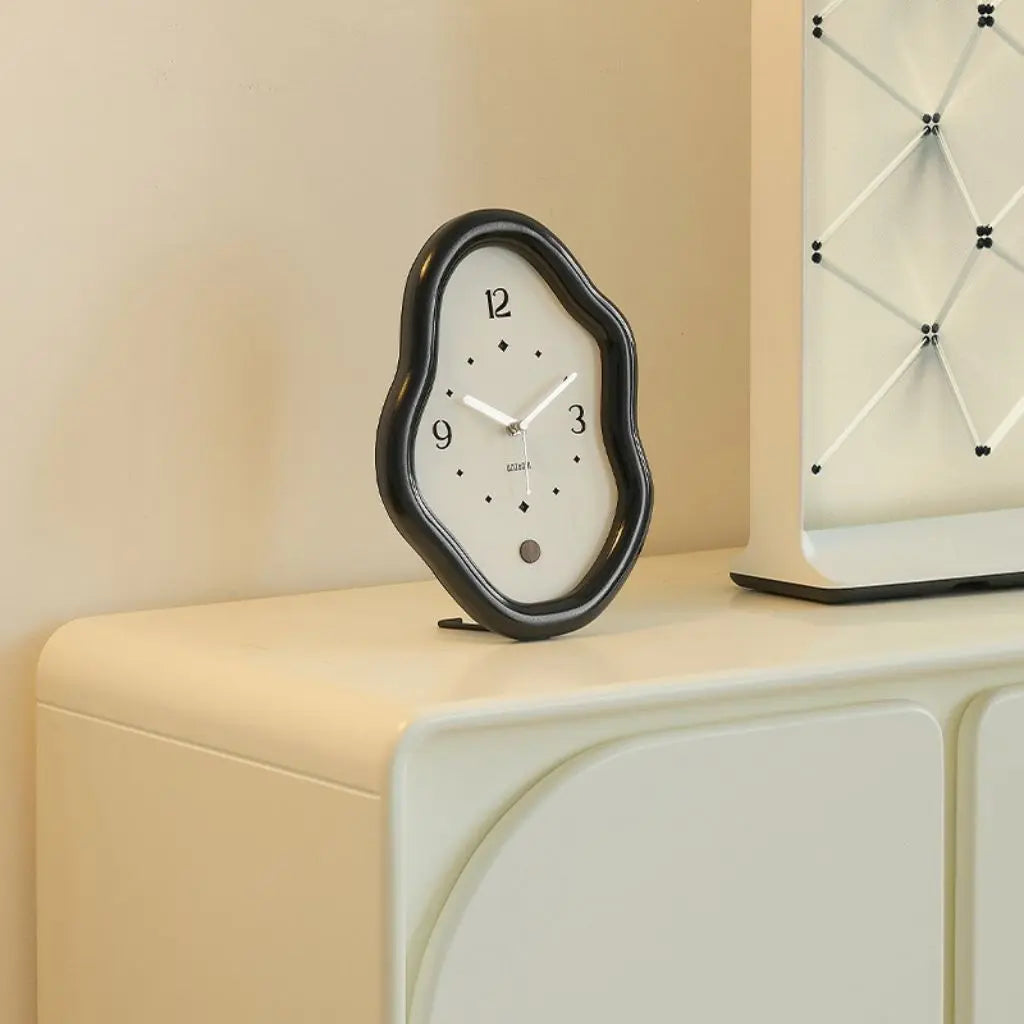 Organic Curved Wood Desk Clock for Timeless Style