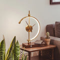 Wooden Base Table Lamp with Clock and LED Light