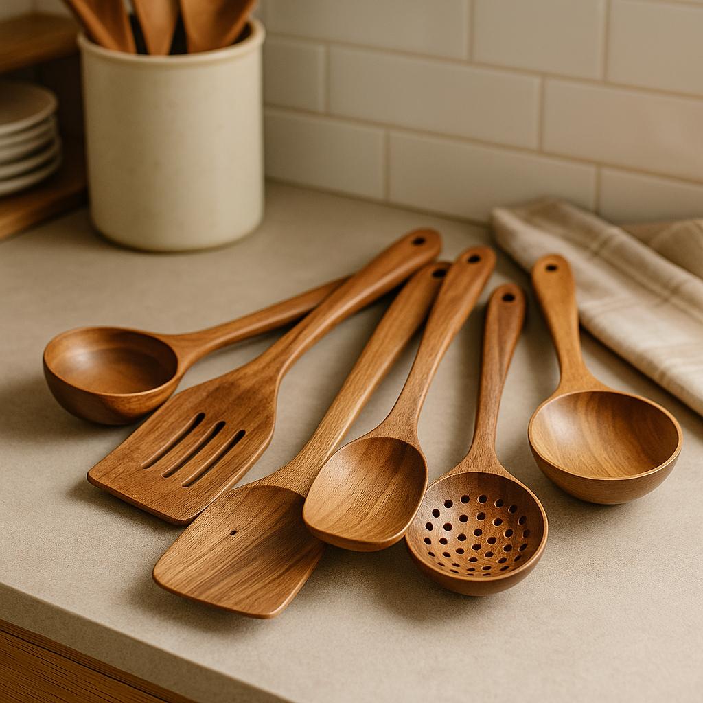 Acacia Wooden Ladle Set – Essential Kitchen Utensils for Cooking