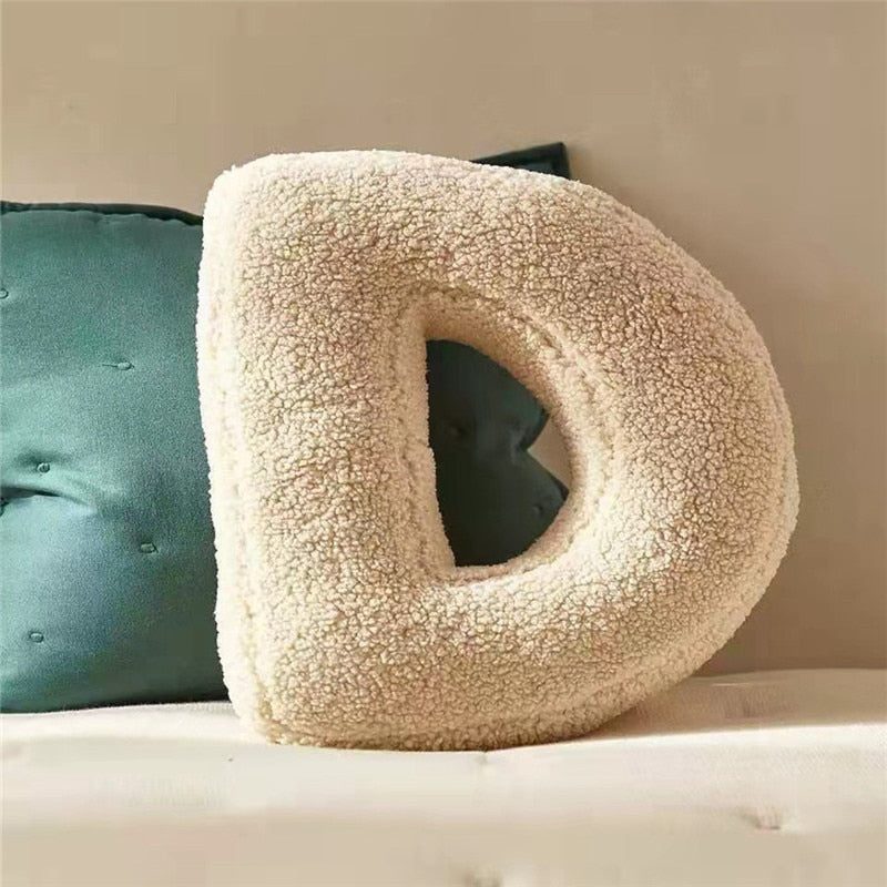 Cozy Fleece Pillows with Alphabet Letter Design – Cotton and Polyester Fill