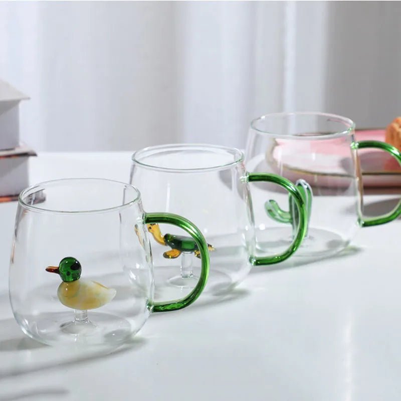 Charming 3D Animal-Themed Borosilicate Glass Cup
