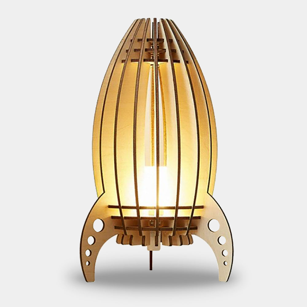 Enchanting Wood Rocket Night Light for Kids