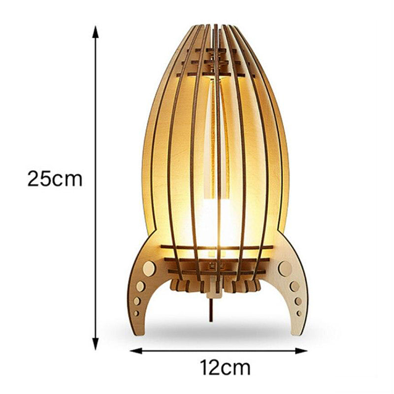 Enchanting Wood Rocket Night Light for Kids