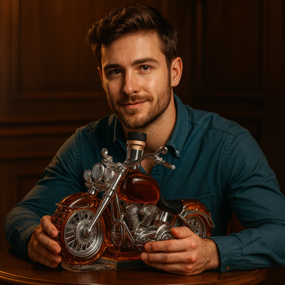 Motorcycle-Shaped Whiskey Decanter for Bar Display