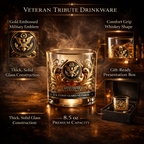 Gold Embossed Drinkware for Military Veterans - Whiskey Glass