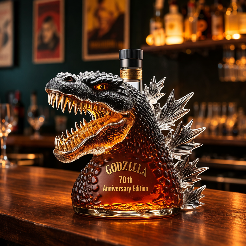 Decorative Glass Bottle for Whiskey Decanter - Monster Design for Bar