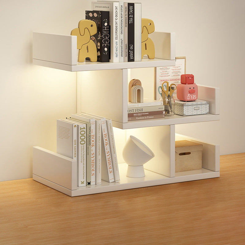 3-Tier White MDF Bookshelf – Compact Minimalist Design for Home Office