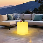 Modern Minimalist Patio Table in White with LED Lighting