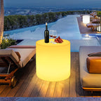 Modern Minimalist Patio Table in White with LED Lighting