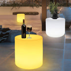 Modern Minimalist Patio Table in White with LED Lighting