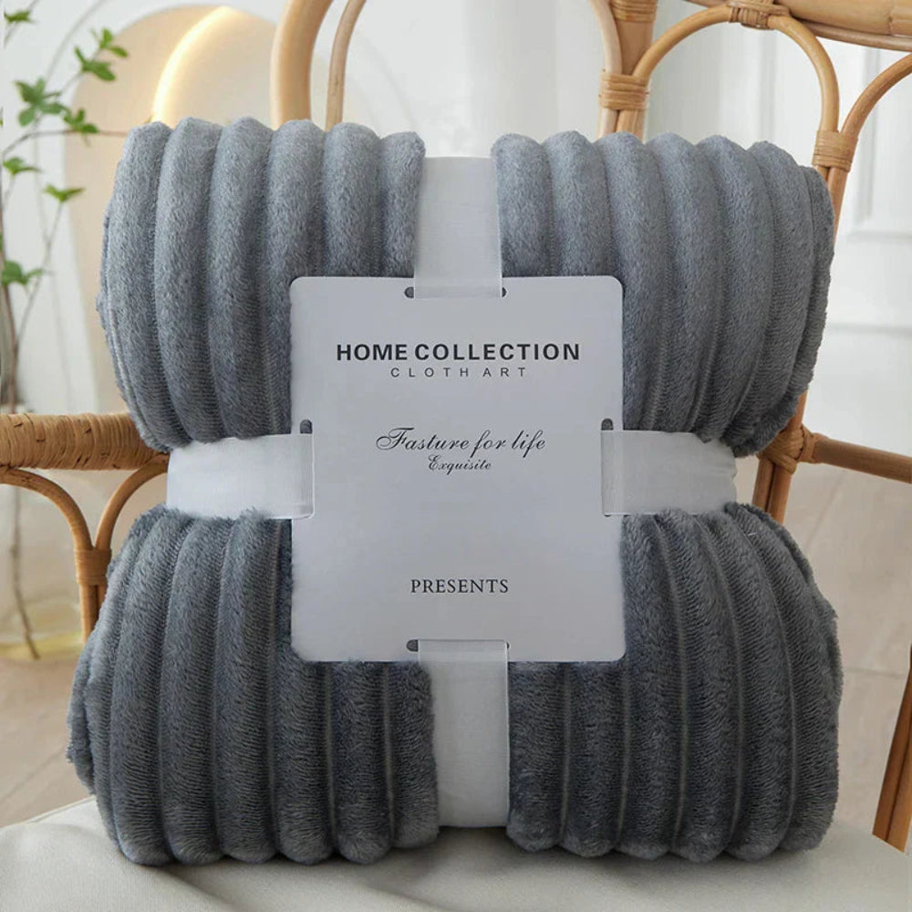 Striped Ribbed Texture Throw Blanket for Bed and Sofa