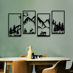 Nature-Themed Metal Wall Art Set - Mountain and Wildlife Design