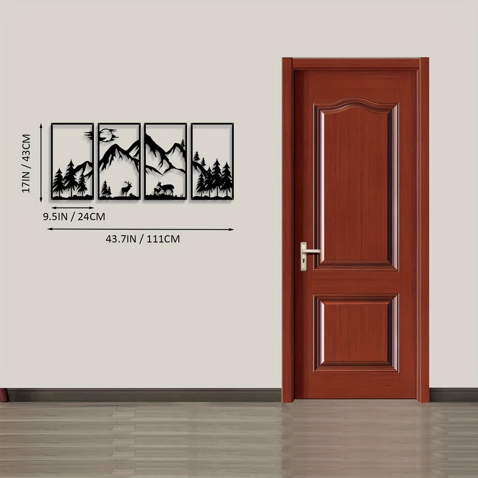 Nature-Themed Metal Wall Art Set - Mountain and Wildlife Design
