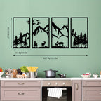 Nature-Themed Metal Wall Art Set - Mountain and Wildlife Design