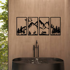 Nature-Themed Metal Wall Art Set - Mountain and Wildlife Design