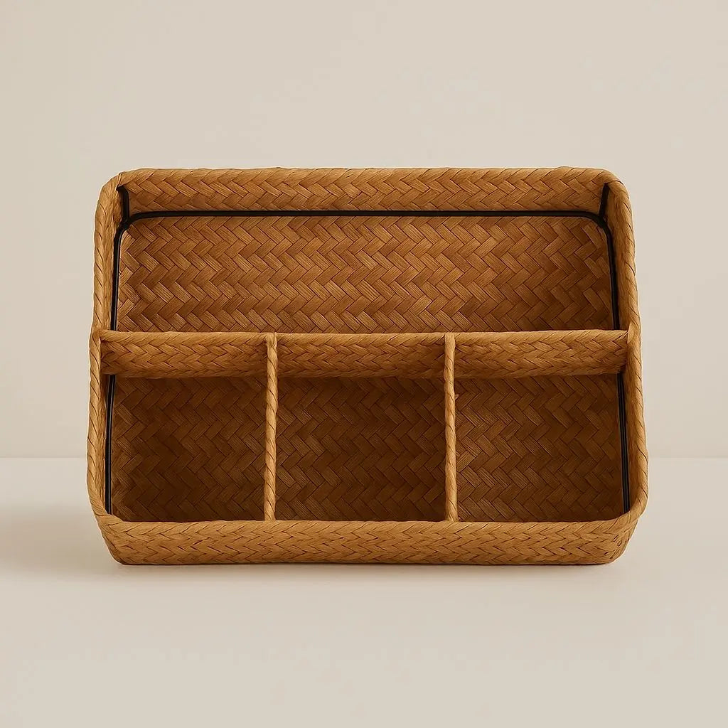 Natural Fiber Storage Basket with Dividers