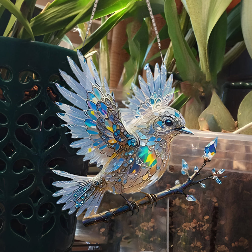 Acrylic Hanging Decor - Stained Glass Bluebird Window Suncatcher