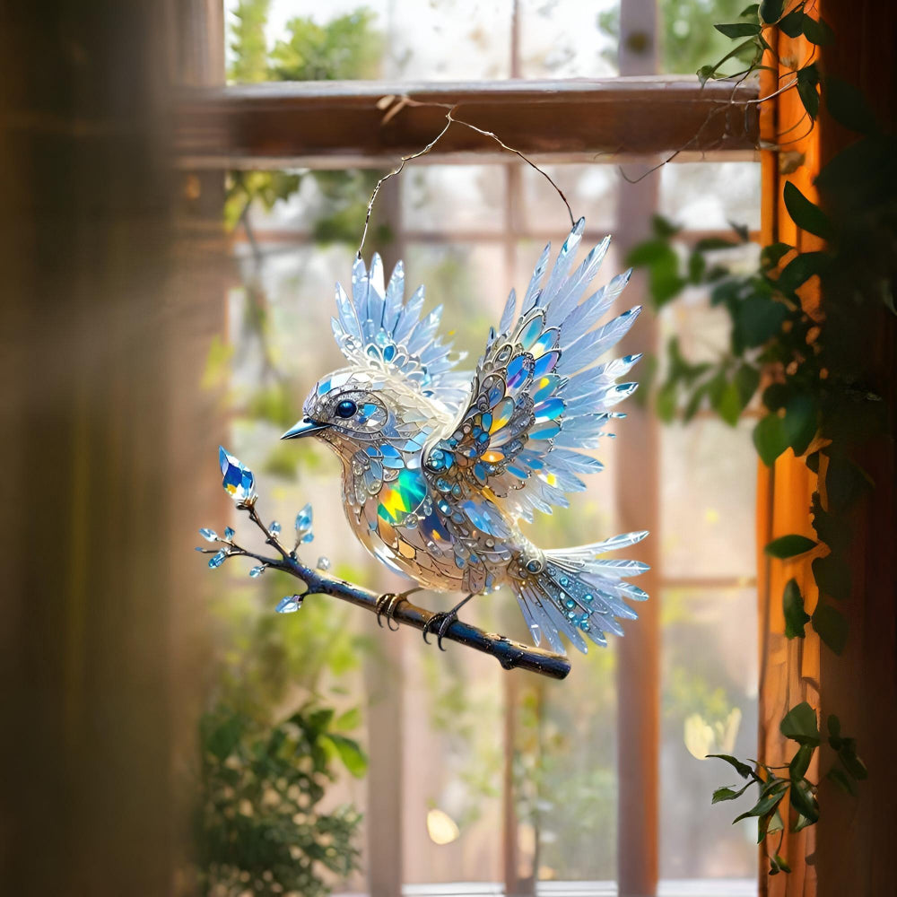 Acrylic Hanging Decor - Stained Glass Bluebird Window Suncatcher