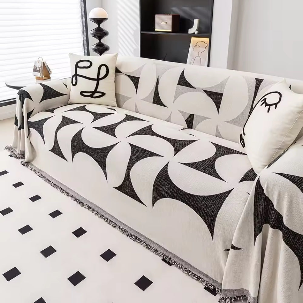 Chenille Sofa Cover with Irregular Windmill Pattern