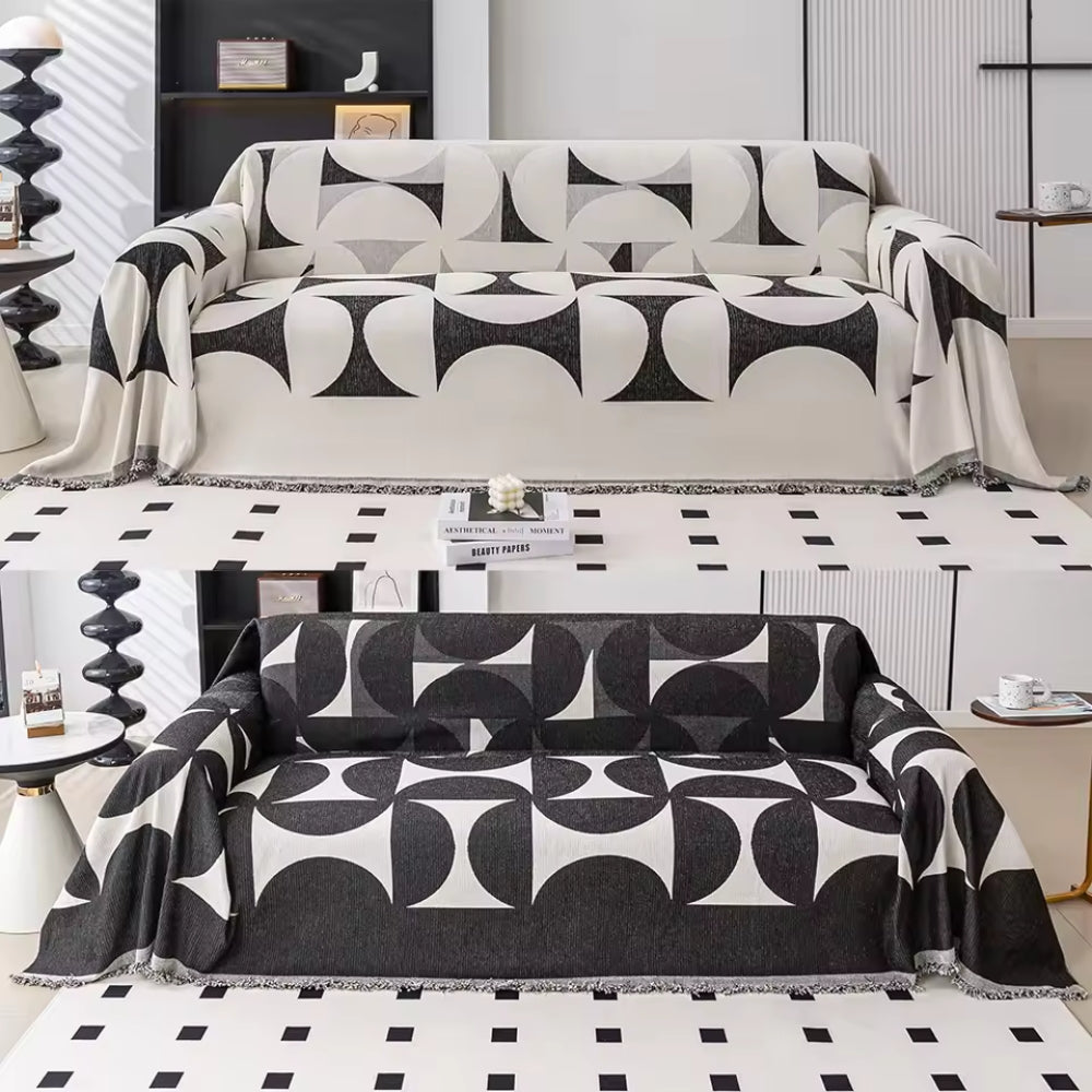 Chenille Sofa Cover with Irregular Windmill Pattern