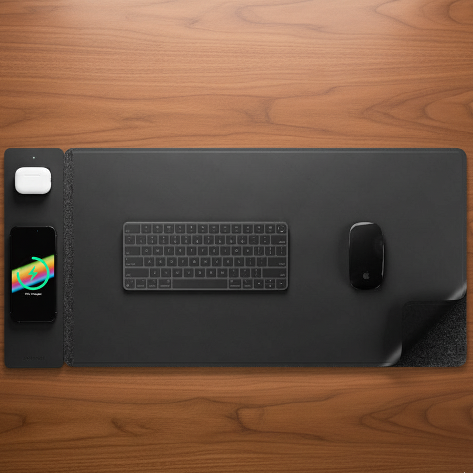 ElegantTech Dual-Surface Wireless Charging Desk Mat