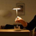 Round Metal Shade Wireless Lamp for Table Use