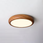 Round Ceiling Light with Woodgrain Finish – Flush Mount Design